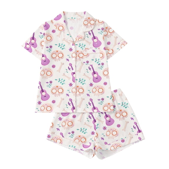 TGPMGRZ Womens Halloween Lounge Set Two-Piece Design Short Sleeve Shirts Matching Pj Shorts Halloween Couple Pajamas