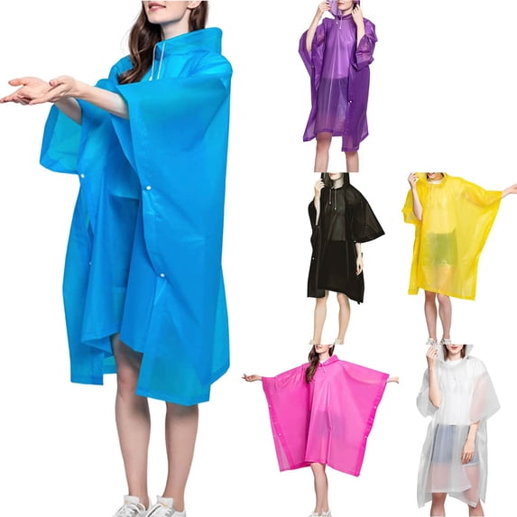 TGPMGRZ Womens Rain Ponchos Waterproof with Hood Summer Outerwear Rain Jackets Raincoat D One Size