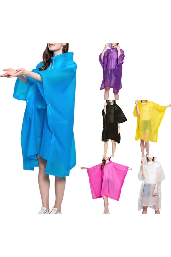 Womens Rain Ponchos Waterproof with Hood Summer Outerwear Rain Jackets Raincoat E One Size