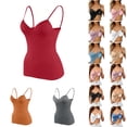 thumbnail image 1 of TGPMGRZ Womens Spaghetti Strap Tanks Tops with Built in Bra Camisole Casual Summer Undershirt #02 Dark Blue Size XS, 1 of 8