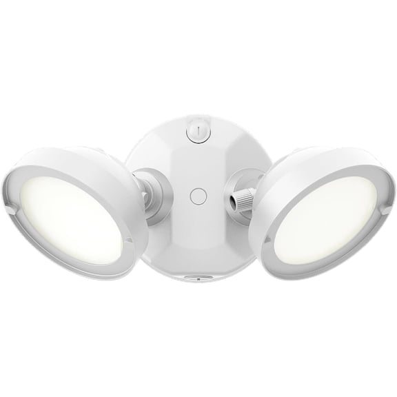 TGS Outdoor Integrated LED Flood & Security Light Twin Round Head White