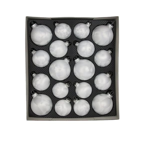 TGS Thueringer Glas Design Handmade Glass Christmas Ornaments, Ice-Look, 18pc Set champagne