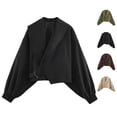 thumbnail image 1 of TGSLY Asymmetric Wrap Belt Cropped Coat for Women Lightweight Shawl Lapel Open Front Jacket Loose Casual Solid Color Puff Long Sleeve Crop Outerwear M, 1 of 8