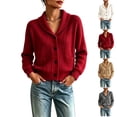 thumbnail image 1 of TGSLY Cable Knit Cardigan for Women Soft Casual Shawl Collar Button Down Long Sleeve Sweater Relaxed Dressy Solid Color Cropped Tops XXL, 1 of 6