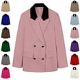 thumbnail image 1 of TGSLY Color Block Notched Lapel Blazer for Women Lightweight Double Breasted Button Long Sleeve Suit Coat with Shoulder Pads Loose Solid Color Jacket with Pockets L, 1 of 8