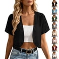 thumbnail image 1 of TGSLY Cropped Chiffon Cardigan for Women Lightweight Thin Open Front Solid Color Shrug Dressy Casual Short Sleeve Summer Cover Up L, 1 of 10
