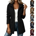 thumbnail image 1 of TGSLY Drawstring Hooded Raincoat for Women Lightweight Full Zip Solid Color Anorak Jacket Casual Cinched Waist Long Sleeve Windbreaker Coat with Pocket L, 1 of 9