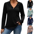 thumbnail image 1 of TGSLY Fall Eyelet Embroidery Hoodies for Women Lightweight Soft Henley Single Button Long Sleeve Tops Relaxed Casual Solid Color Sweatshirts XXL, 1 of 9