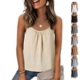 thumbnail image 1 of TGSLY Gathered Scoop Neck Camisole for Women Lightweight Soft Solid Color Sleeveless Shirts Loose Fit Dressy Adjustable Spaghetti Strap Ruched Tank Tops L, 1 of 7