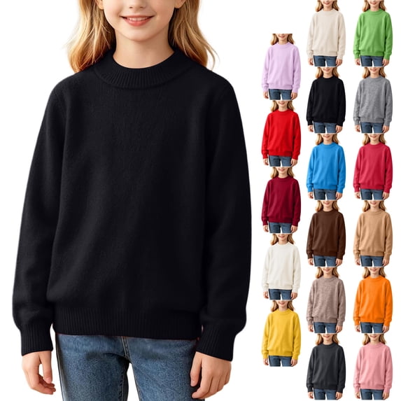 Resource Protection TGSLY Girls' Mock Neck Sweater Warm Soft Long Sleeve Knit Tops Loose ...