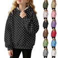 thumbnail image 1 of TGSLY Girls' Polka Dot Hooded Sweatshirt Lightweight Drop Shoulder Long Sleeve Workout Tops Loose Casual Fall Winter Layering Pullovers 15-16Years, 1 of 9
