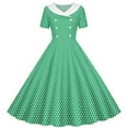 thumbnail image 1 of TGSLY Kids Girls Double Breasted Notch Lapel 50s Vintage Short Sleeve Polka Dot Cocktail Swing Dress Polka Dot 1950s Rockabilly Prom Midi Dress Green 7-8 Years, 1 of 6
