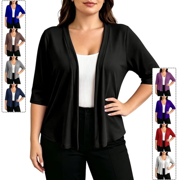 TGSLY Plus Size Cardigan for Women Lightweight Soft Solid Color Half Sleeve Shrugs Swing Fit Casual Open Front Oversized Baggy Coat XXXL