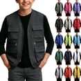 thumbnail image 1 of TGSLY Utility Cargo Vest for Children Lightweight Zip Up Sleeveless Layering Gilet Loose Casual Solid Color Fall Winter Outdoor Waistcoat 5-6 Years, 1 of 7