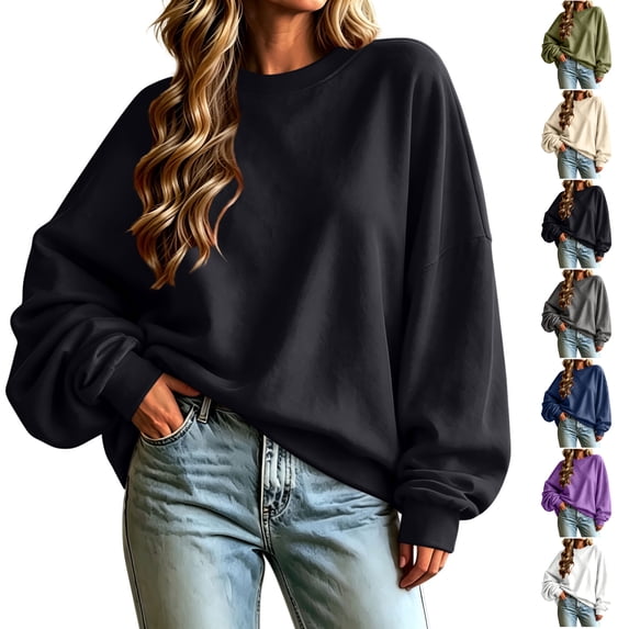 TGSLY Women's Batwing Long Sleeve Sweatshirt Lightweight Crew Neck Drop Shoulder Fall Tops Relaxed Casual Solid Color Workout Pullovers M