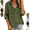 thumbnail image 1 of TGSLY Women's Button-Down Shirts Lightweight Soft Collared Solid Color Cotton Blouses Dressy Casual Roll Tab Long Sleeve Tops with Chest Pocket M, 1 of 6