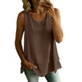 thumbnail image 1 of TGSLY Women's Crew Neck Double Layer Chiffon Tank Tops Flare Hem Swing Sleeveless Tunic Shirt Loose Flowy A-Line Fit Solid Color Blouse L, 1 of 9