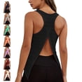thumbnail image 1 of TGSLY Women's Cross Split Open Back Tank Tops Breathable V Neck Solid Color Sleeveless Racerback Athletic Vest Loose Fit Lightweight Side Slit Running Gym Shirts S, 1 of 8