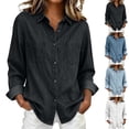 thumbnail image 1 of TGSLY Women's Fall Denim Shirts Lightweight Soft Collared Button Down Tops Relaxed Dressy Casual Solid Color Long Sleeve Blouses with Chest Pockets XXL, 1 of 6
