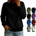 thumbnail image 1 of TGSLY Women's Fall Turtleneck Sweatshirt Lightweight Drop Shoulder Long Sleeve Pullovers Loose Casual Solid Color Loungewear Tops S, 1 of 7