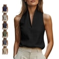 thumbnail image 1 of TGSLY Women's Halter V Neck Linen Tank Tops Lightweight Soft Sleeveless Halter Blouses Relaxed Flowy Fit Dressy Casual Solid Color Vsst XXXL, 1 of 8