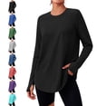 thumbnail image 1 of TGSLY Women's Long Sleeve Tunic Blouses Lightweight Crew Neck Solid Color Workout Tops Dressy Casual Curved Hem Athletic Shirts with Thumb Hole XXL, 1 of 9