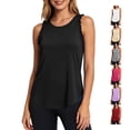 thumbnail image 1 of TGSLY Women's Ruffle Sleeveless Racerback Tank Tops Dressy Curved Hem Crew Neck Solid Color Vest Loose Casual Running Gym Athletic Tee Shirts XL, 1 of 10