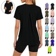 thumbnail image 1 of TGSLY Women's UPF 50+ Sun Protection Tops Crew Neck Short Sleeve Solid Color Athletic T-Shirt Quick-Dry Fit Back Pleated Detail Curved Hem Tunic Blouses M, 1 of 10