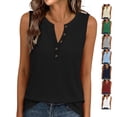 thumbnail image 1 of TGSLY Women's Waffle Knit Henley Tank Tops Breathable Soft Half Button Placket Solid Color Vest Loose Casual Fit Sleeveless Tunic Shirts XL, 1 of 7