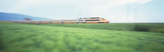 TGV High-speed Train passing through a grassland Canvas Art - Panoramic Images (36 x 12)