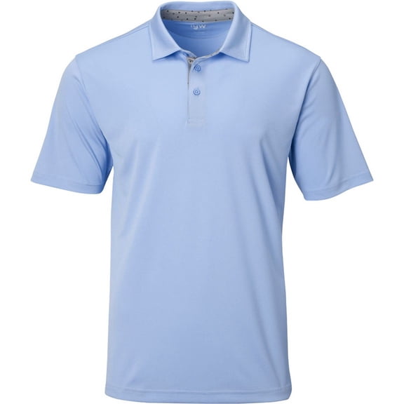TGW Men's Collar Trim Solid Golf Polo Shirt for Golfing Light Blue M
