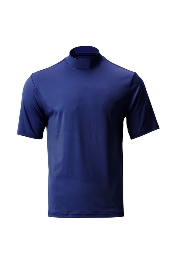 Mens Solid Performance Golf Mock Blue L