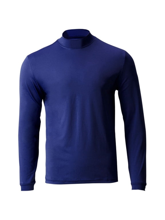 Men's Solid Performance Long Sleeve Golf Mock Navy M