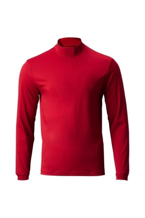 Mens Solid Performance Long Sleeve Golf Mock Red L
