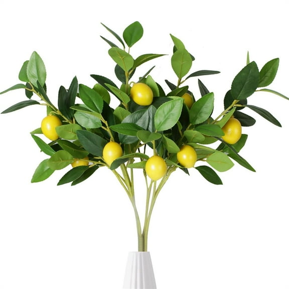 TGY Artificial Lemons Tree Branches,3 Pcs Faux Lemon Tree Stems with Green Leaves,Fake Yellow Lemon Fruit Picks,Plastic Plants Greenery for Garden Patio Planter Vase