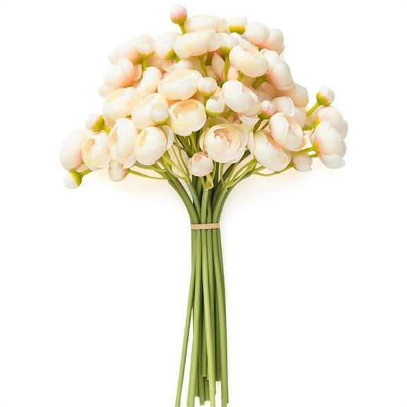 TGY Cream Artificial Ranunculus Flowers,18 Pcs Faux Peonies Silk Flowers,Wedding Decorative Flower Bouquets,for Floral Arrangements Vase Filler Table Centerpiece Home Decor