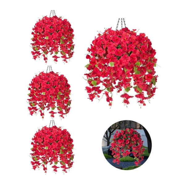 TGY Fake Hibiscus Hanging Flowers,4Pcs Artificial Fake Hanging Flowers for Outdoor Decor,Artificial Pink Hibiscus Plants for Wall,Garden,Wedding