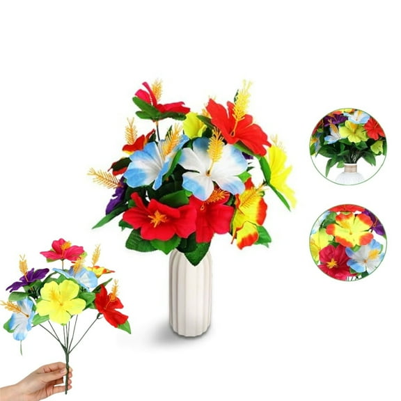 TGY Faux Hibiscus Flowers,10.24in Artificial Hibiscus Bouquet for Garden,Multicolor Artificial Hawaiian Decoration for Garden,Home,Office