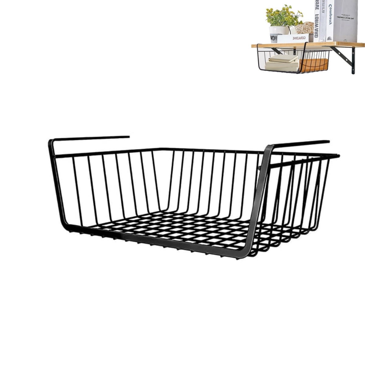 TGY Iron Metal Wire Grid Basket,Portable Metal Storage Rack for Kitchen,1Pcs Durable Black Metal Storage Basket for Kitchen,Office