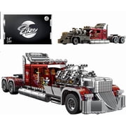 TH-24 Semi Truck and Trailer Model Car Kit for Adults Building Set, 18 Scale Monster Truck Toy with 24-Cylinder Engine,3485 Pcs