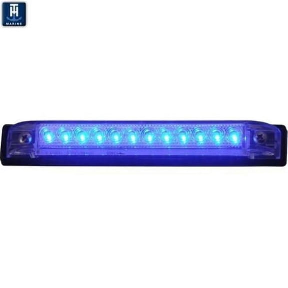 TH Marine  4 in. Slim Line LED Utility Strip Light, Blue with Clear Lens