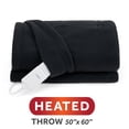 thumbnail image 1 of Sunbeam Heated Electric Brushed Fleece Throw Blanket, Black, 4 Heat Settings, 50 x 60 in, 1 of 12