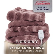 Sunbeam Heated Electric Bubble Faux Fur Throw Blanket, Luxury Collection, Violet, 4 Heat Settings, 50 x 70 in