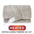 thumbnail image 1 of Sunbeam Heated Electric Microplush Throw Blanket, Light Gray, 4 Heat Settings, 50 x 70 in, 1 of 12