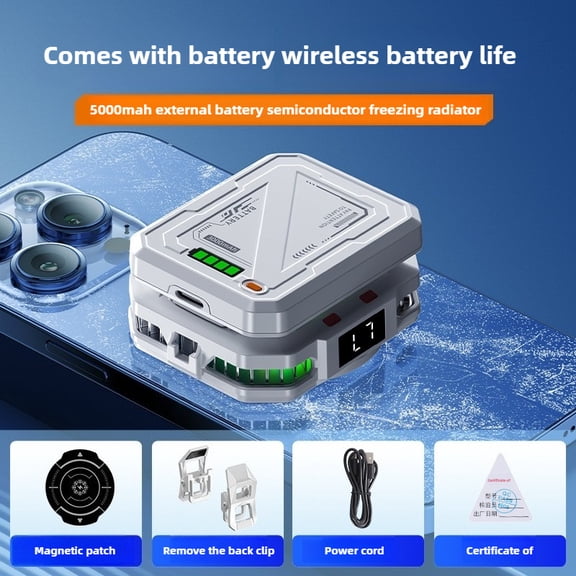 TH10 Semiconductor Magnetic & Back-clip Phone Game Cooler Built-in 3000/5000mAh Battery Ice Cooling Radiator for IPhone Android