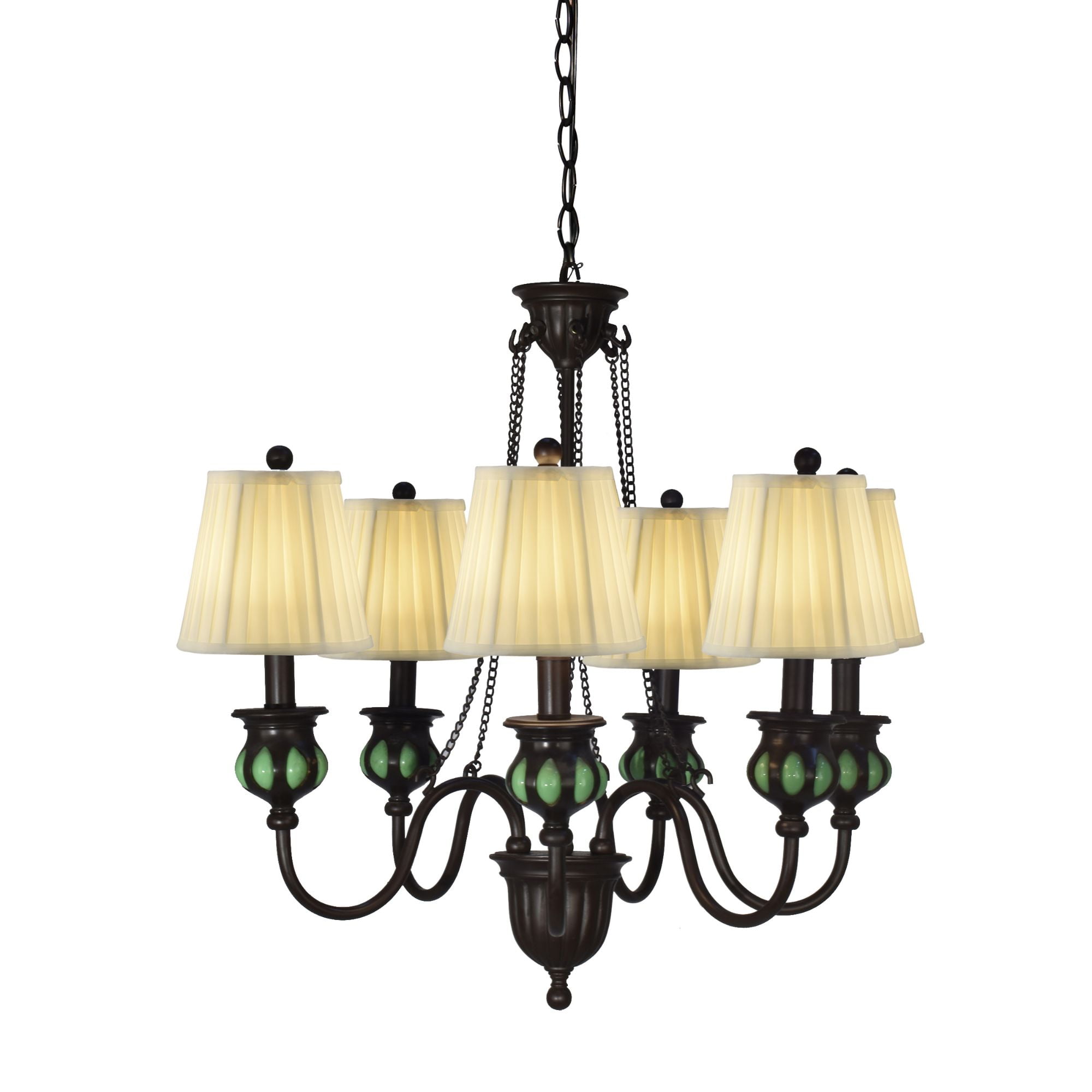 Kalmia Mosaic Art Glass Bronze 5-Light Chandelier