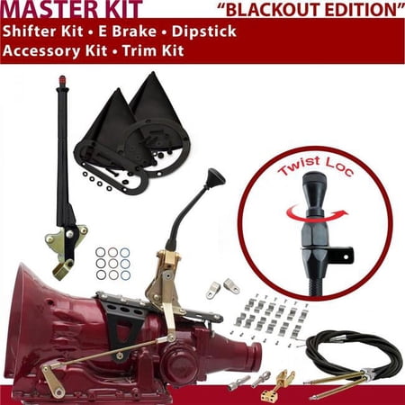 TH350 Shifter Kit 8 in. E-Brake Cable Clamp Clevis Trim Kit Dipstick for CA950