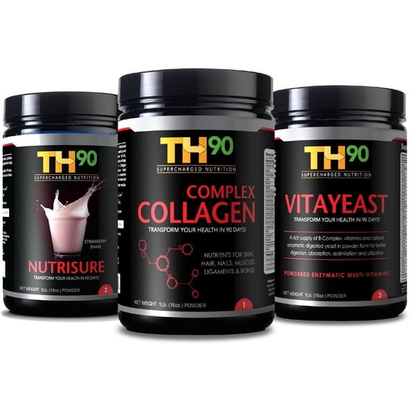 TH90 Kit - Strawberry + Collagen + Brewer's Yeast - 1Lb. (16OZ) Nutrition Shake