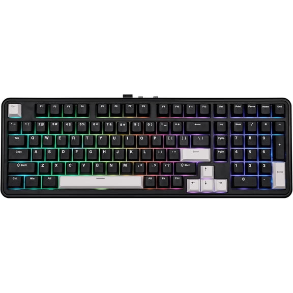 TH99 Tri-Mode Wireless Mechanical Keyboard with 8000mAh Battery, Hot Swappable Custom RGB Gaming Keyboard with Numpad, Gasket Creamy for PC/Mac/Office (Black, Sea Salt Silent)