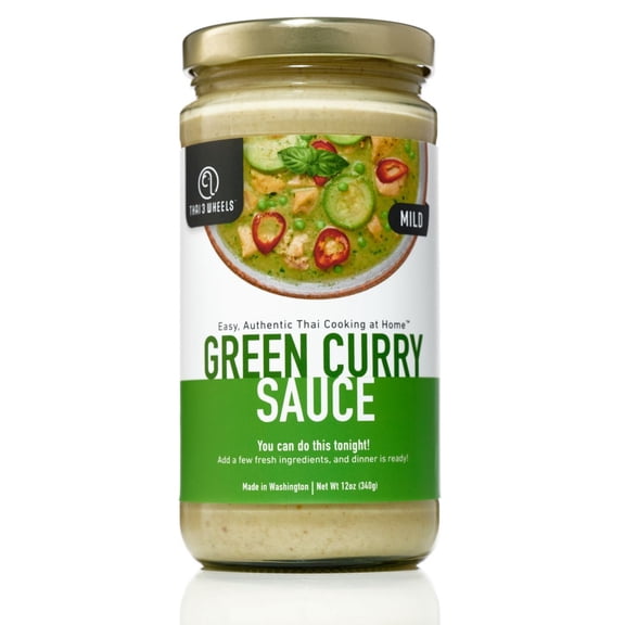 THAI 3 WHEELS, GREEN CURRY SAUCE (1 PACK), Authentic Recipe, Healthy Ingredients, Easy to Use, No Preservatives, No Artificial Colors or Flavors, Gluten Free